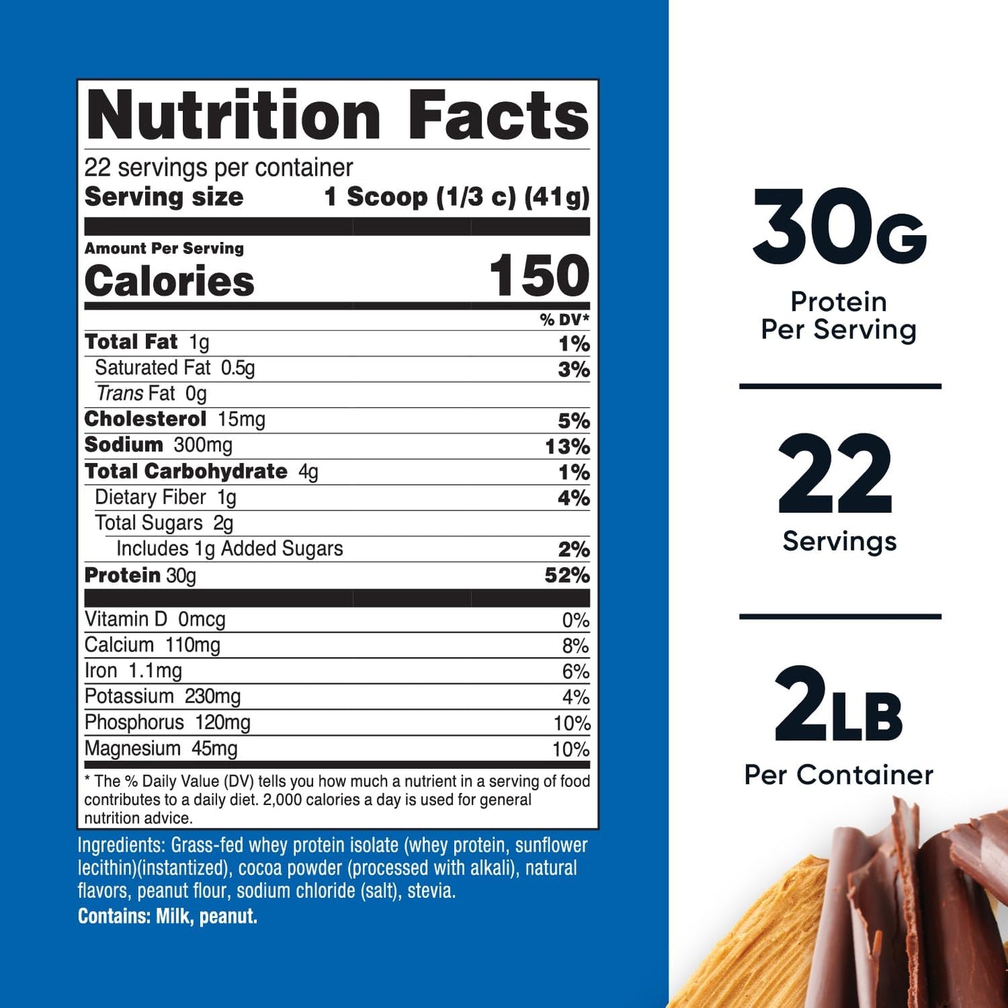 2LB Nutricost Grass-Fed Whey Protein Isolate (Chocolate Peanut Butter) - Non-GMO, Gluten Free, Natural Flavors