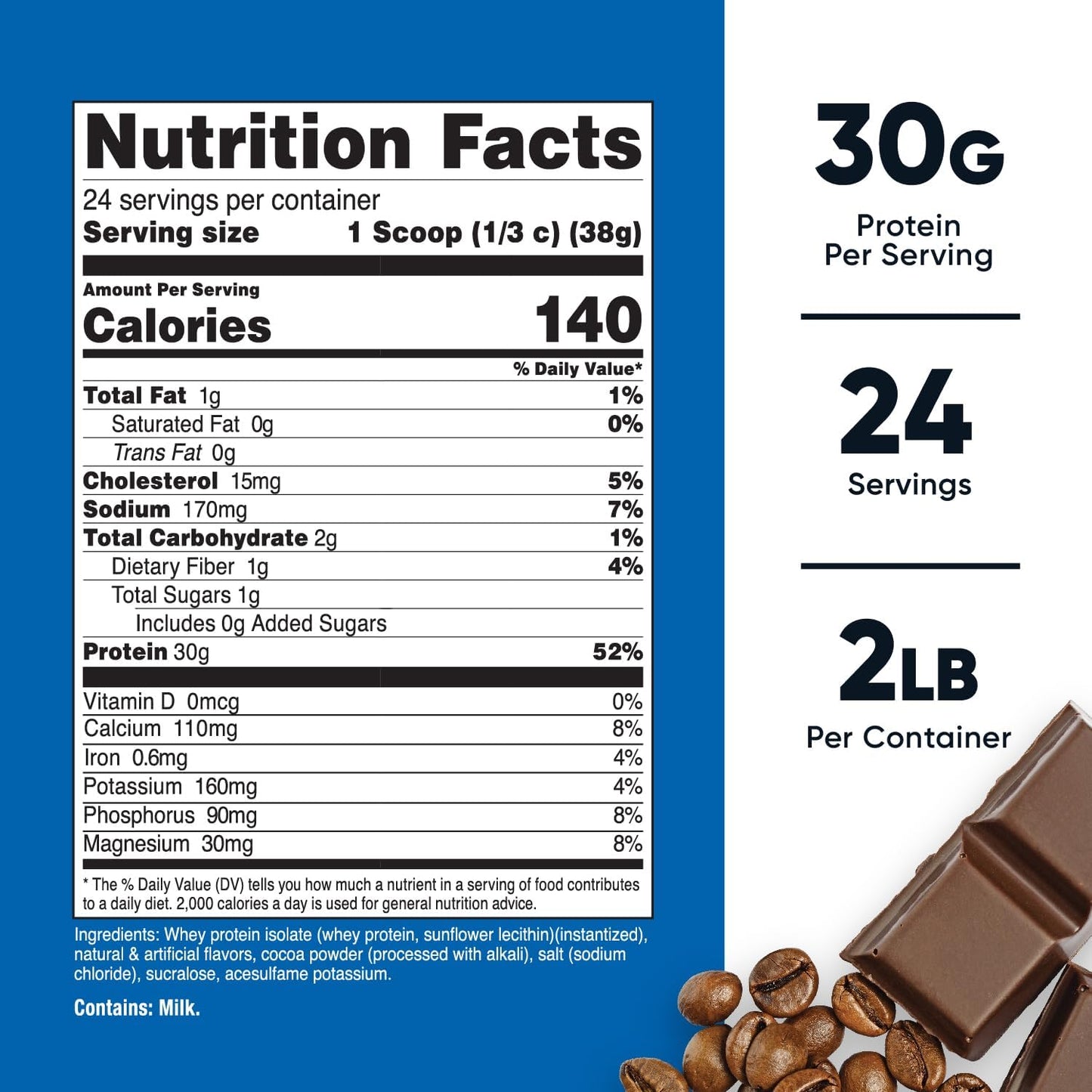 2LB Nutricost Mocha Whey Protein Isolate - Premium Quality Supplement for Muscle Growth and Recovery