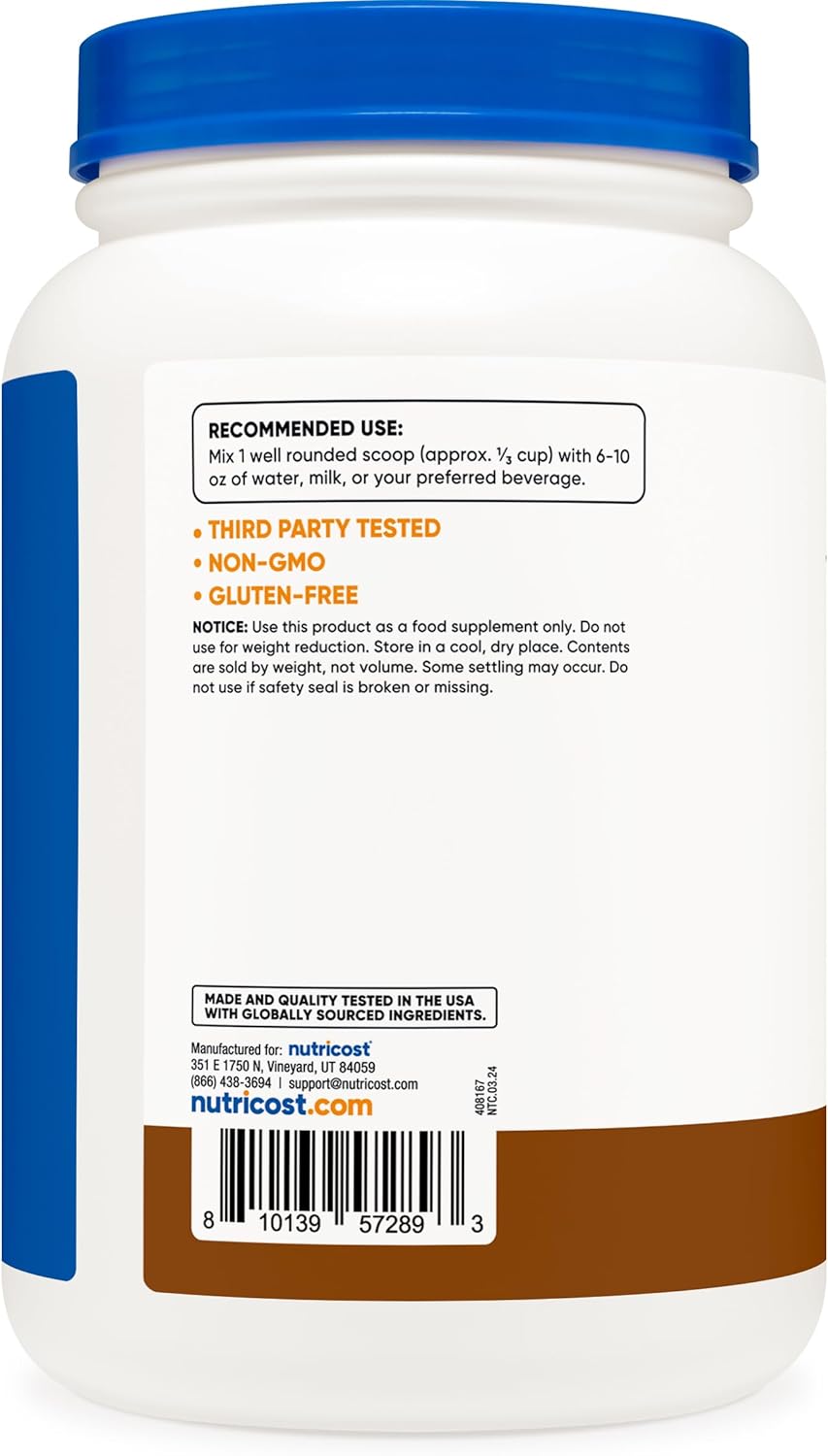 2LB Nutricost Mocha Whey Protein Isolate - Premium Quality Supplement for Muscle Growth and Recovery