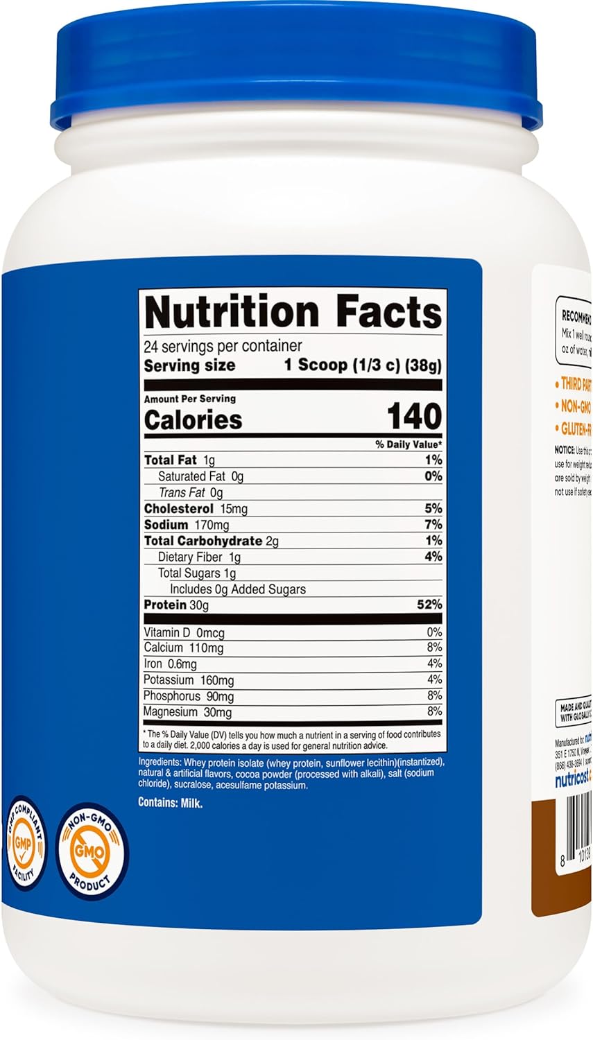 2LB Nutricost Mocha Whey Protein Isolate - Premium Quality Supplement for Muscle Growth and Recovery