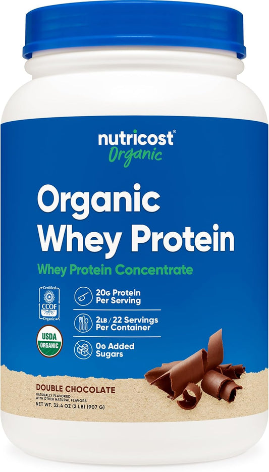 2LB Nutricost Organic Double Chocolate Whey Protein Concentrate - Gluten-Free, Non-GMO