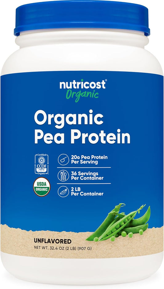 2LB Nutricost Organic Pea Protein Isolate Powder - Unflavored, USDA Certified, Plant-Based Protein, Vegetarian, Gluten-Free, Non-GMO