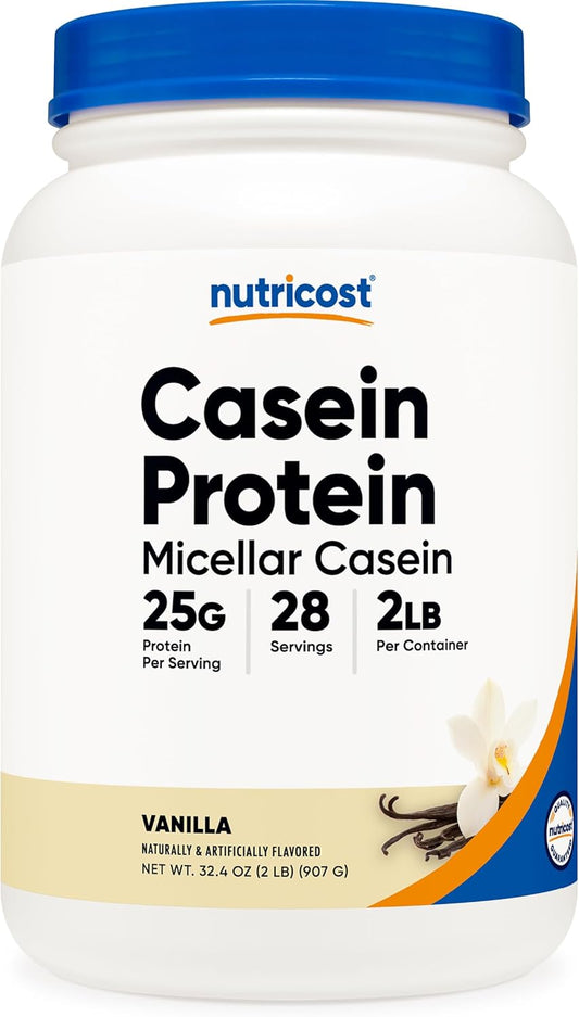 2lb Nutricost Vanilla Micellar Casein Protein Powder - Gluten Free, Non-GMO Formula
