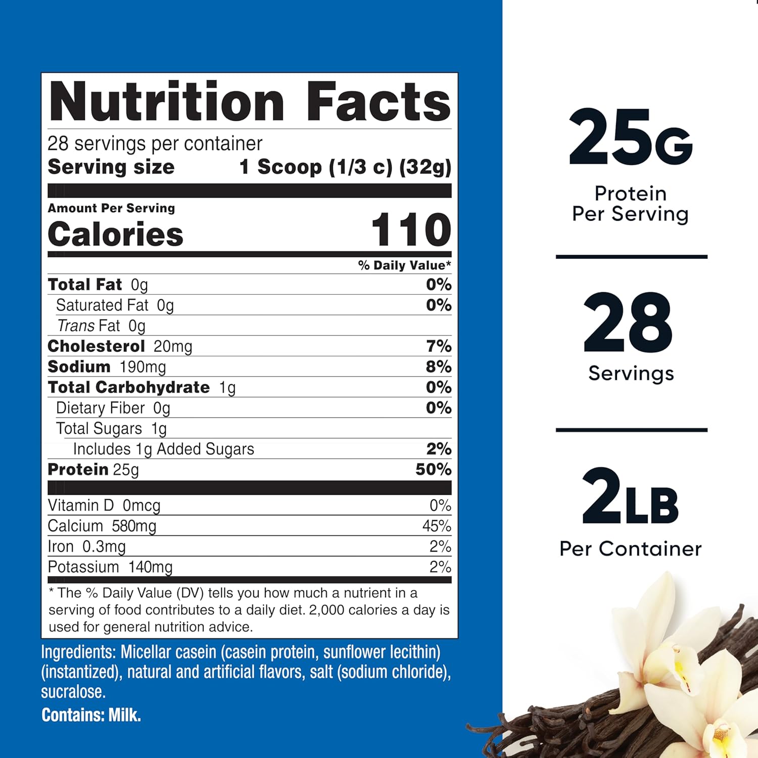 2lb Nutricost Vanilla Micellar Casein Protein Powder - Gluten Free, Non-GMO Formula