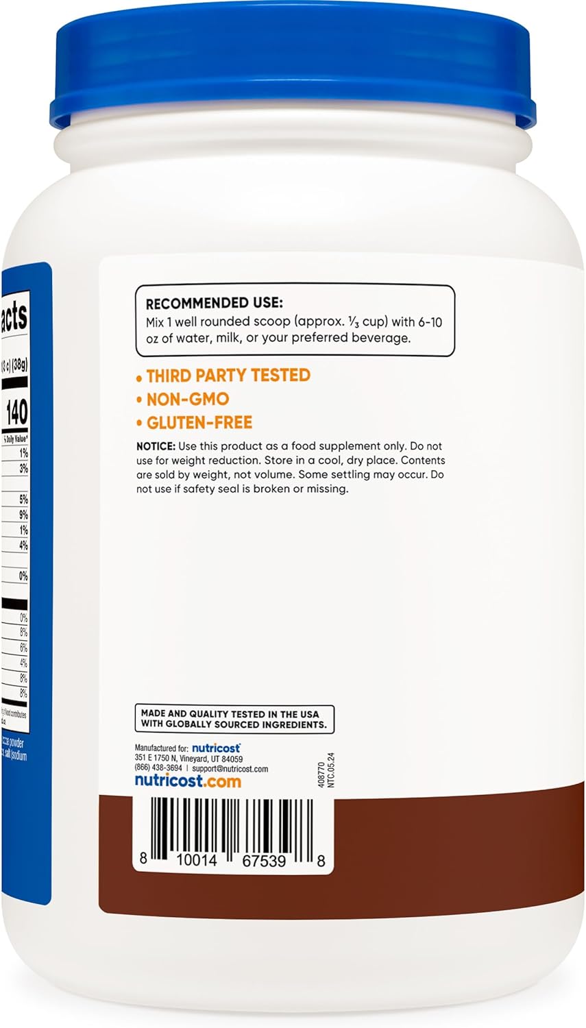2LB Nutricost Whey Protein Isolate in Milk Chocolate Flavor