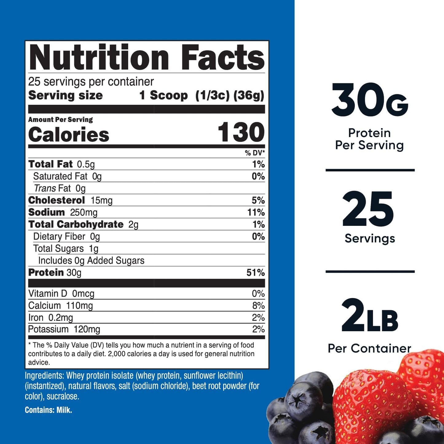 2lb Nutricost Whey Protein Isolate Powder - Strawberry Acai Flavor