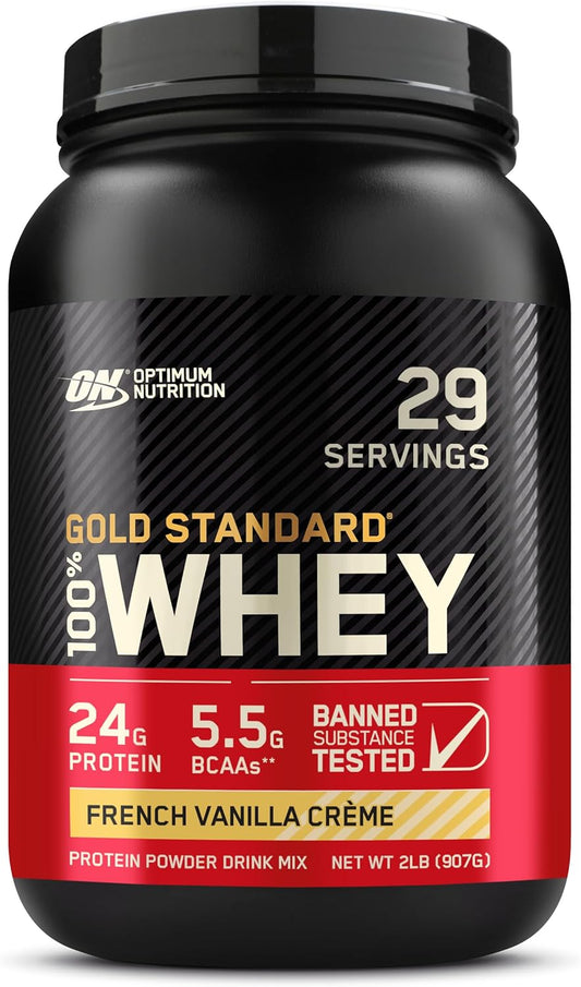 2lb Optimum Nutrition Gold Standard French Vanilla Creme Whey Protein Powder