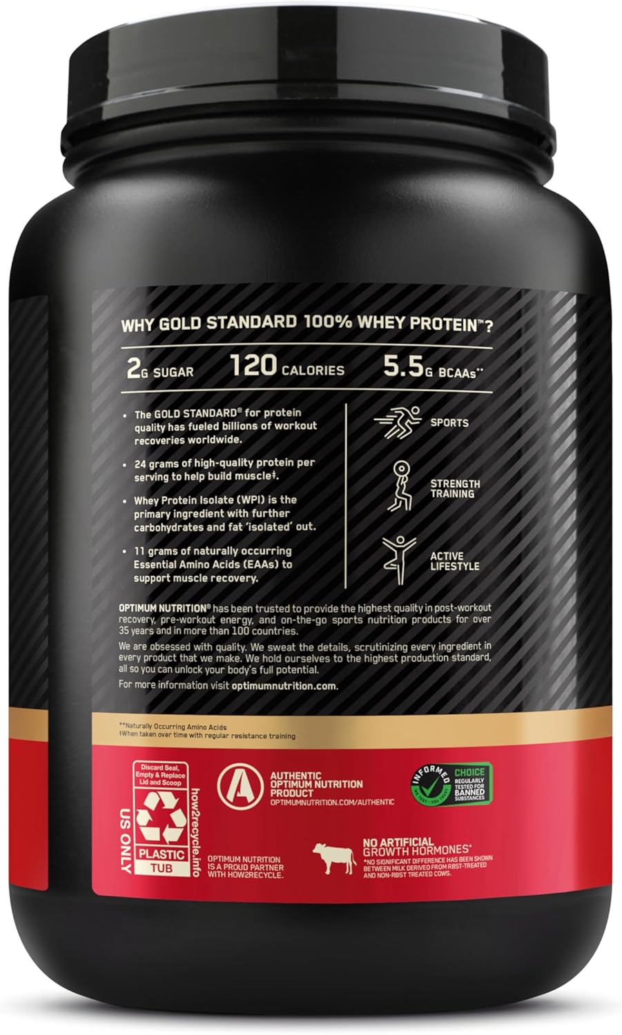 2lb Optimum Nutrition Gold Standard Whey Protein Powder, Vanilla Ice Cream Flavor - High Quality Protein Supplement - BoostGo Australia