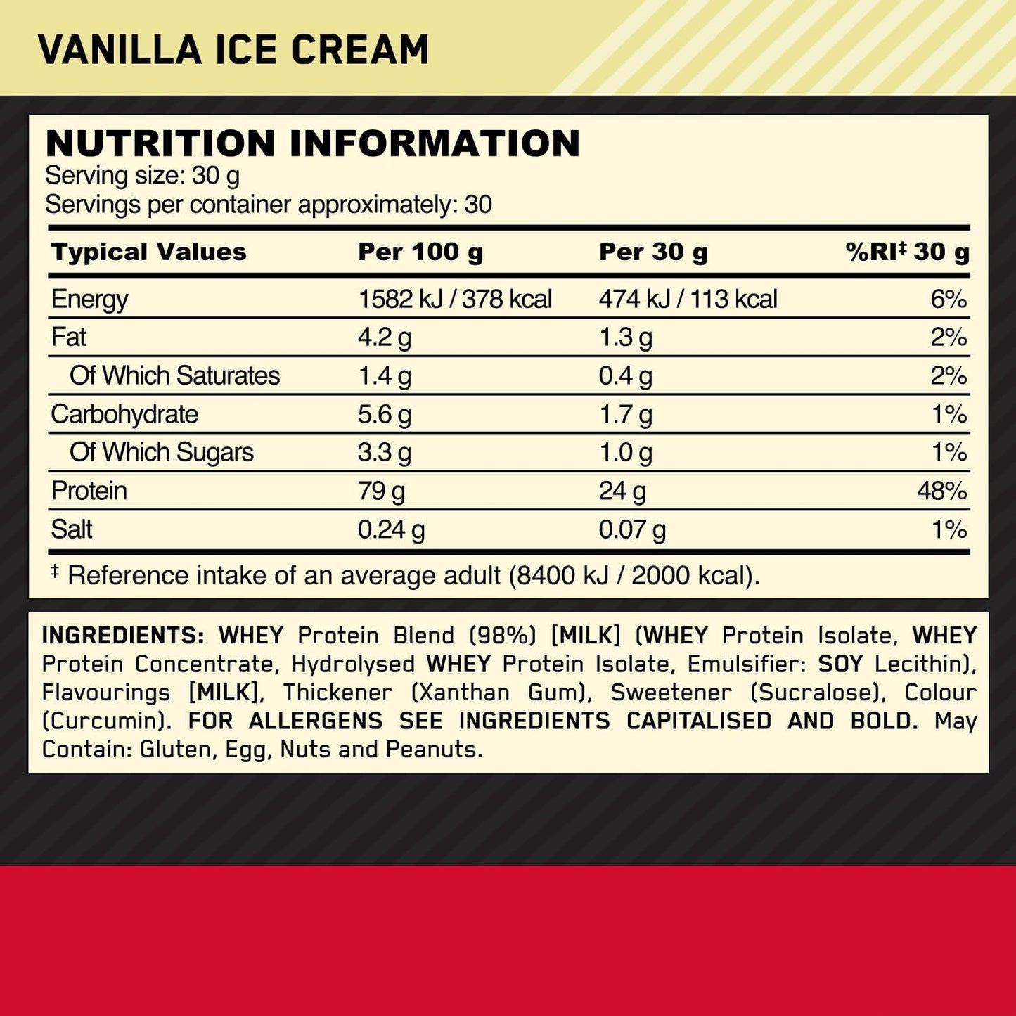 2lb Optimum Nutrition Gold Standard Whey Protein Powder, Vanilla Ice Cream Flavor - High Quality Protein Supplement - BoostGo Australia