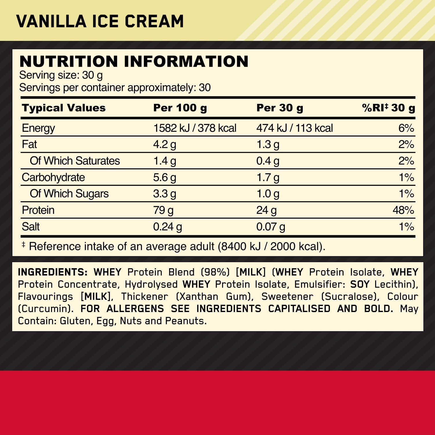 2lb Optimum Nutrition Gold Standard Whey Protein Powder, Vanilla Ice Cream Flavor - High Quality Protein Supplement - BoostGo Australia
