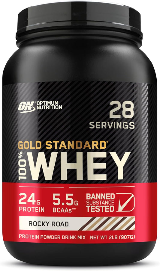 2lb Optimum Nutrition Gold Standard Whey Protein Powder - Rocky Road Flavor - High-Quality Protein Supplement