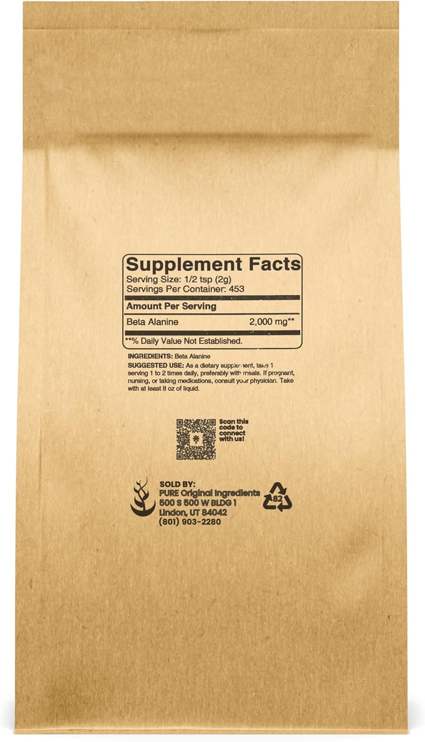 2lb Pure Beta Alanine Powder - Non-Essential Amino Acid, Gluten-Free, Non-GMO