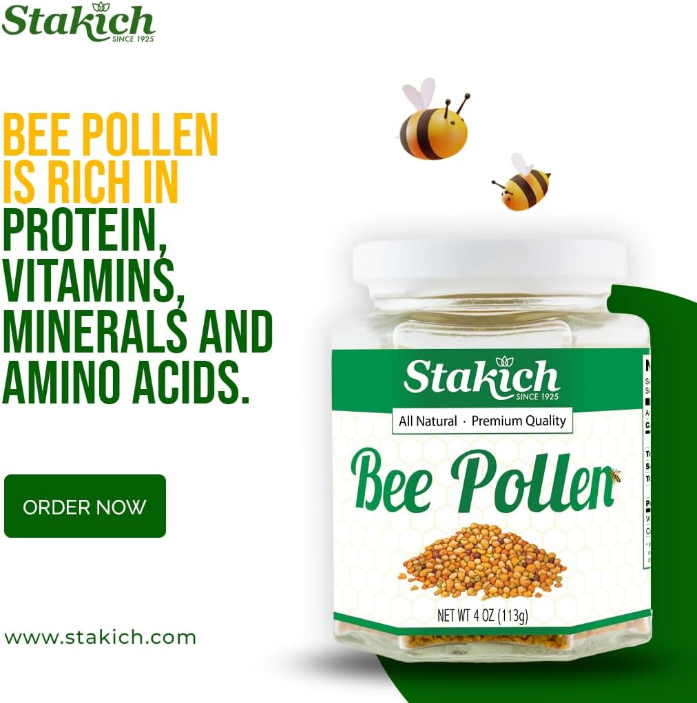 2lb Stakich Bee Pollen - Pure, Natural Bee Pollen Granules - High Quality Superfood Supplement