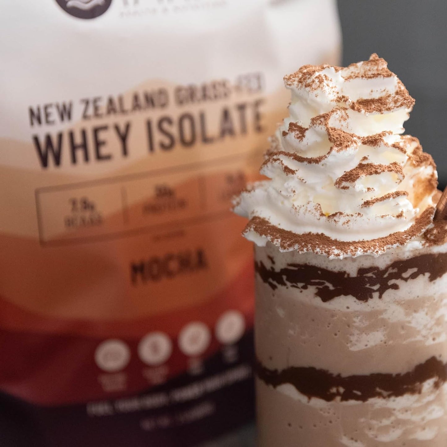 2LB Taha Health & Nutrition Mocha Whey Protein Isolate Powder with 30g Protein, 7.9g BCAAs, and 4.3g Leucine - Gluten-Free, Keto, Kosher - 24 Servings