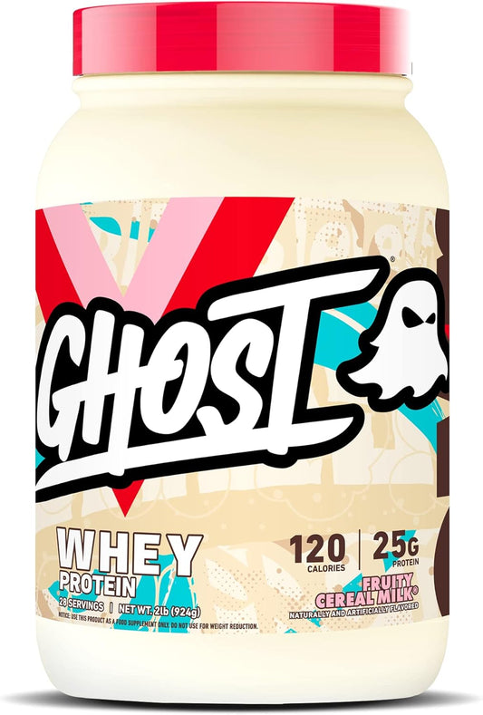 2LB Tub of GHOST Fruity Cereal Milk Whey Protein Powder - 25G Protein, Flavored Isolate, Concentrate & Hydrolyzed Blend - Post Workout Shakes - Soy & Gluten Free - BoostGo Australia