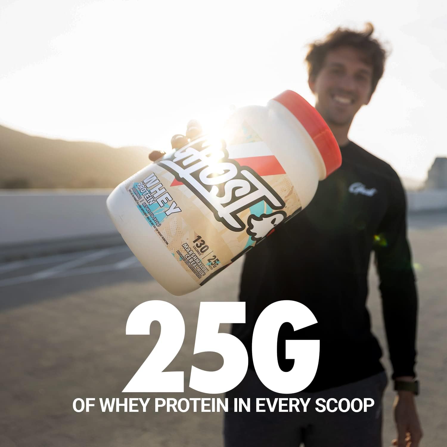 2LB Tub of GHOST Whey Protein Powder - Marshmallow Cereal Milk Flavor - 25G Protein Blend - Ideal for Post Workout Shakes - Soy & Gluten Free