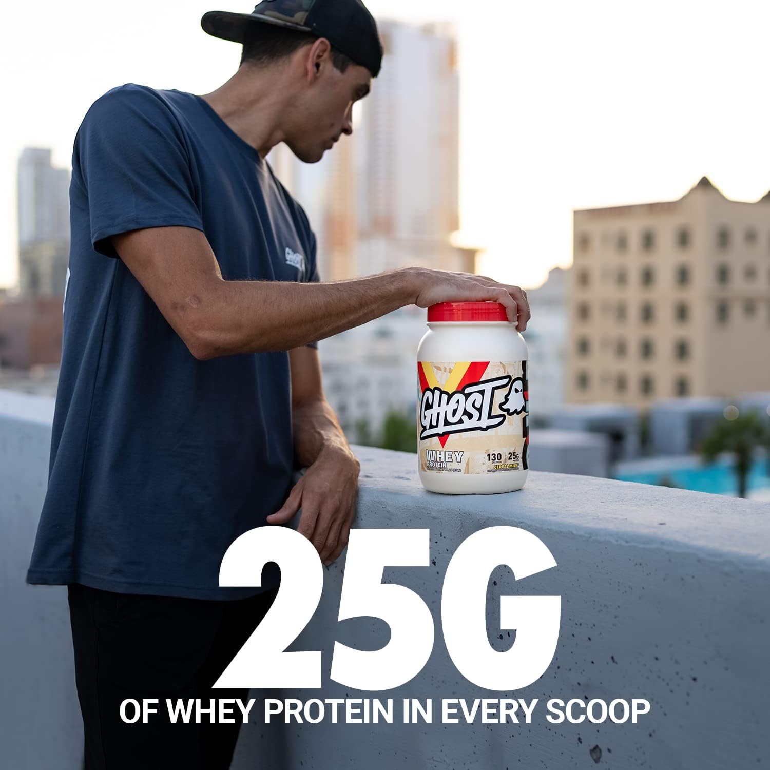 2LB Tub of GHOST Whey Protein Powder in Cereal Milk Flavor with 25G of Protein - Isolate, Concentrate & Hydrolyzed Blend - Post Workout Shakes - Soy & Gluten Free