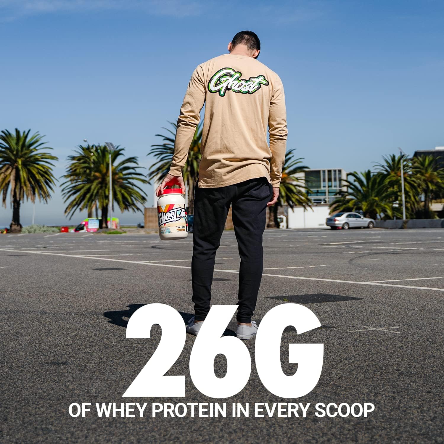 2LB Tub of GHOST Whey Protein Powder in Peanut Butter Cereal Milk Flavor - 26G Protein Blend for Post Workout Shakes - Soy & Gluten Free