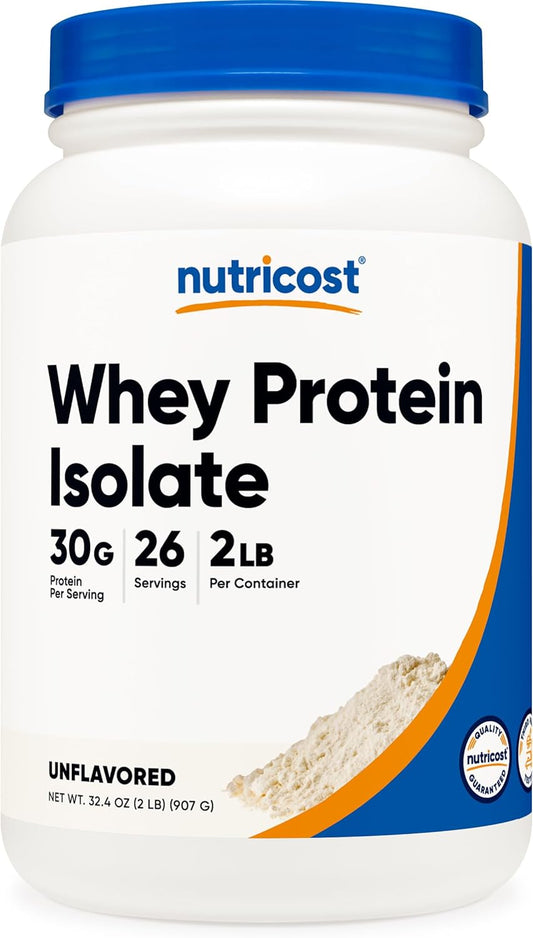 2LB Unflavored Nutricost Whey Protein Isolate Supplement