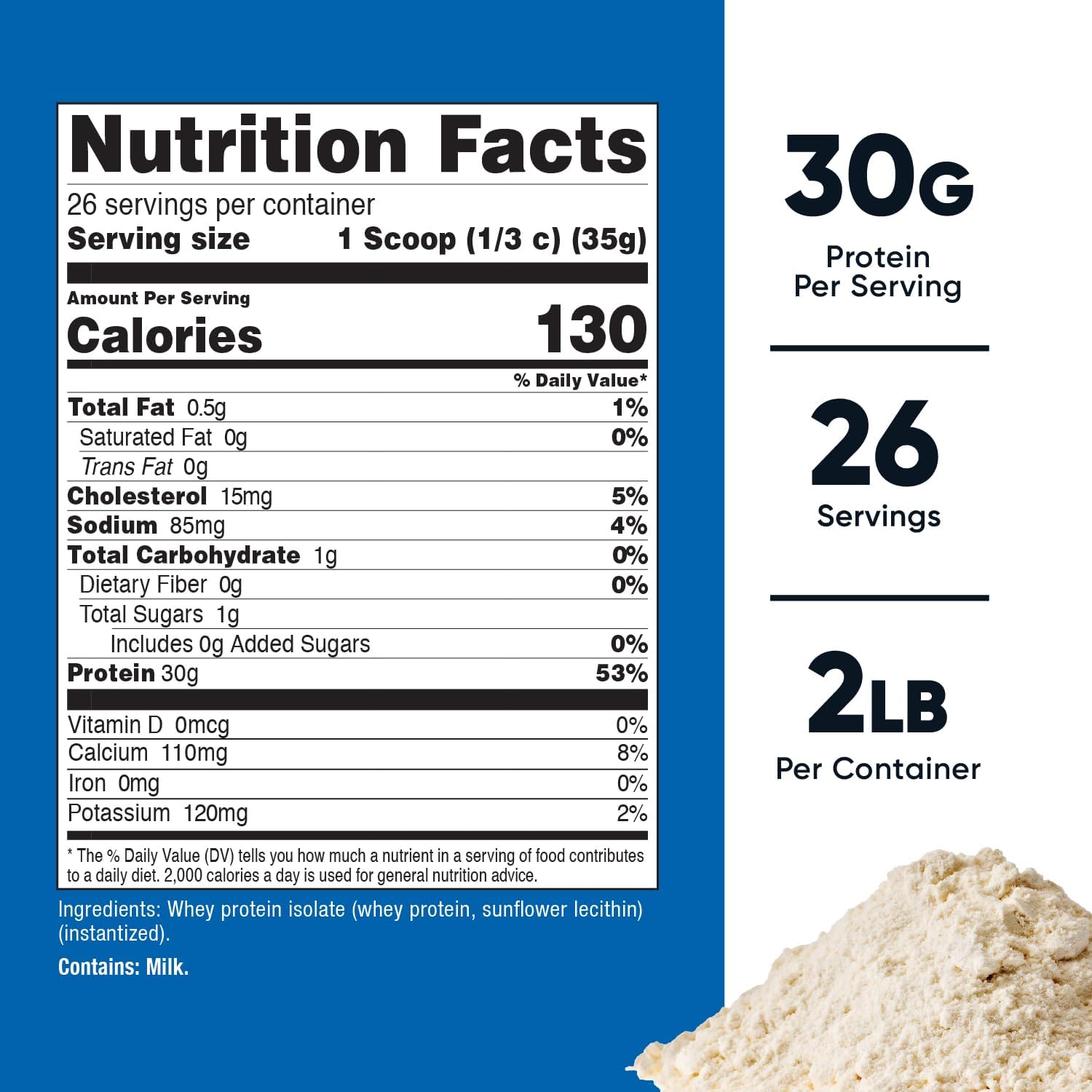 2LB Unflavored Nutricost Whey Protein Isolate Supplement