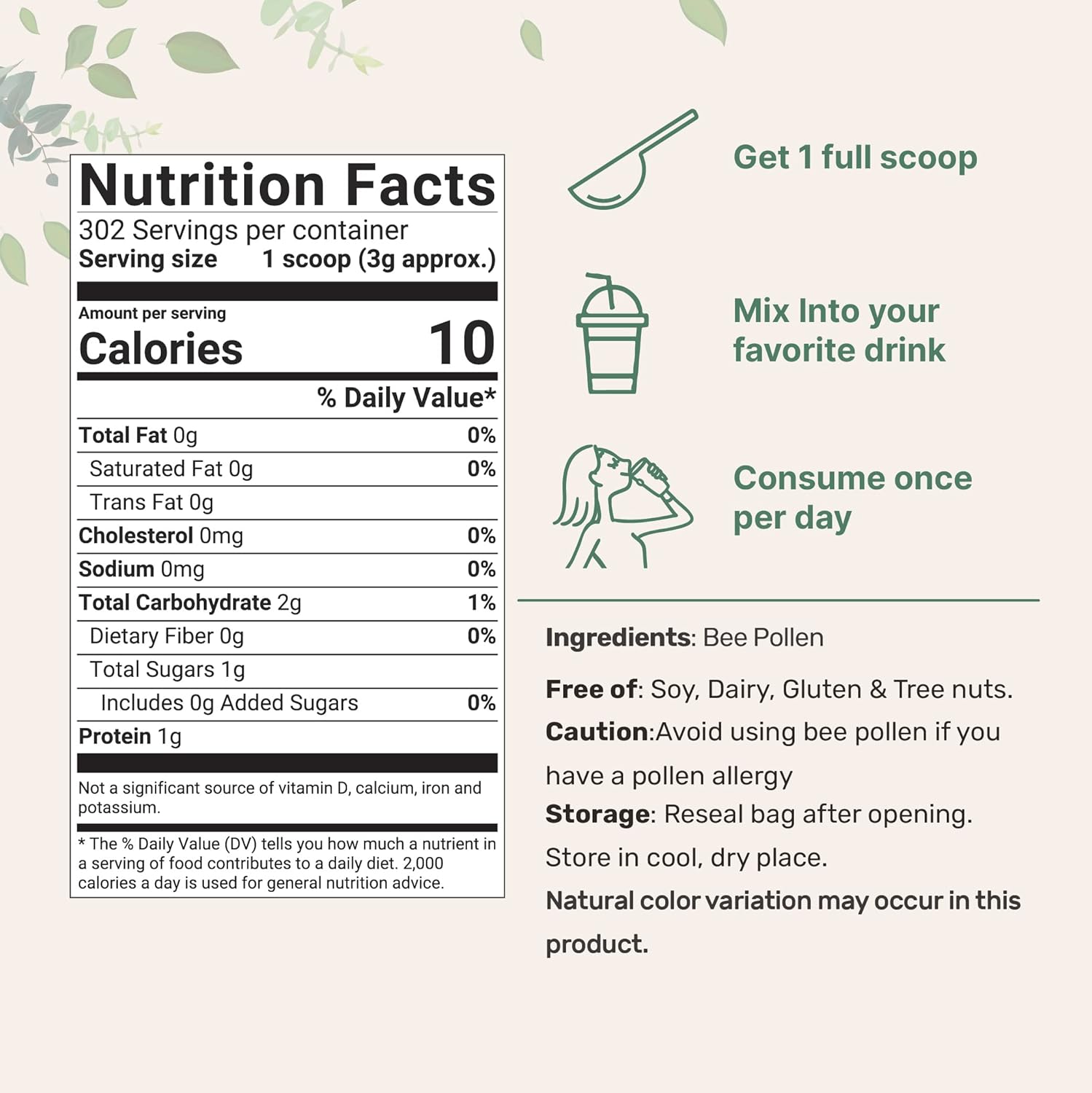 2lbs Fresh Harvest Bee Pollen Granules - Pure, Natural Superfood with B Vitamins, Minerals, Protein, Antioxidants - Keto, Non-GMO