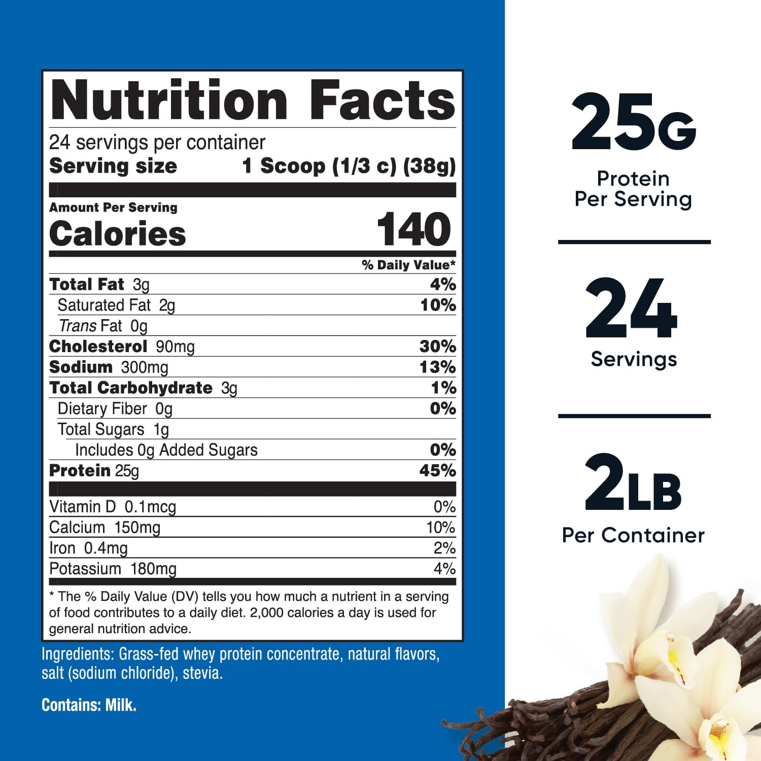 2LBS Nutricost Grass-Fed Whey Protein Concentrate (Vanilla) - Undenatured, Non-GMO, Gluten Free