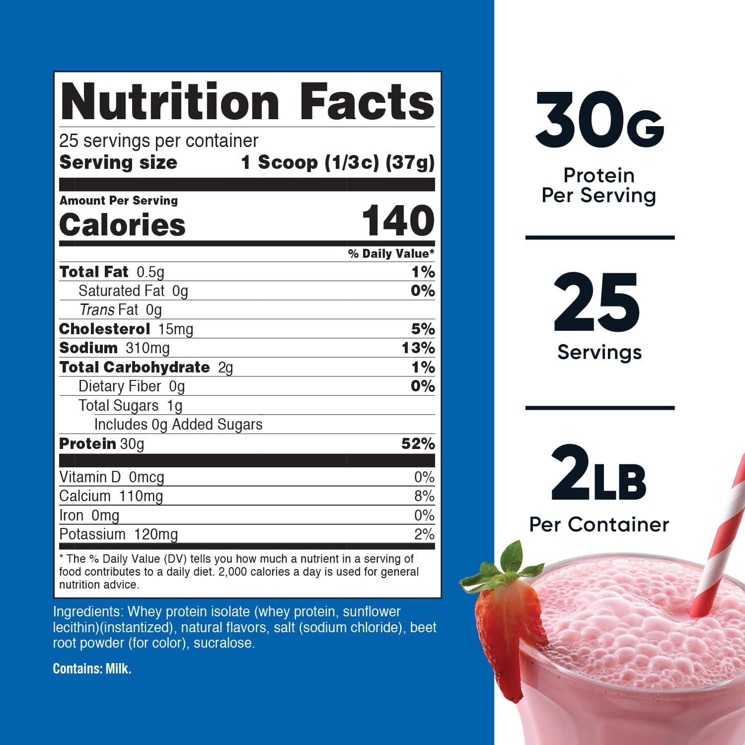 2LBS Nutricost Strawberry Milkshake Whey Protein Isolate - High-Quality Supplement for Muscle Recovery and Growth