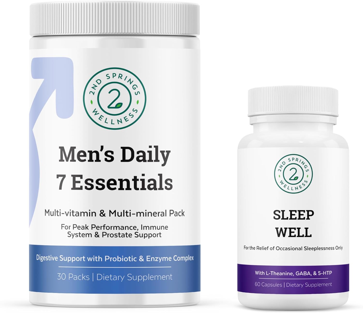 2nd Springs Men's Daily Essentials & Sleep Complex Bundle - 7 Key Products