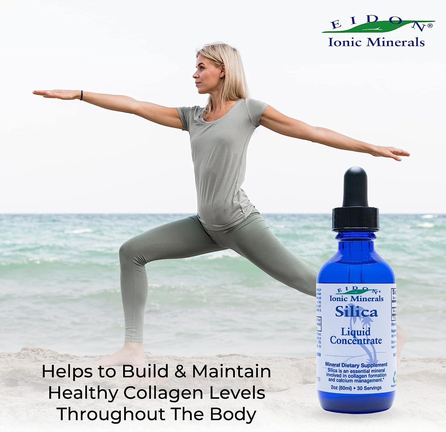 2oz Eidon Ionic Minerals Liquid Silica & Zinc Drops for Immune Health and Skin Care - All-Natural Ingredients, No Artificial Colors