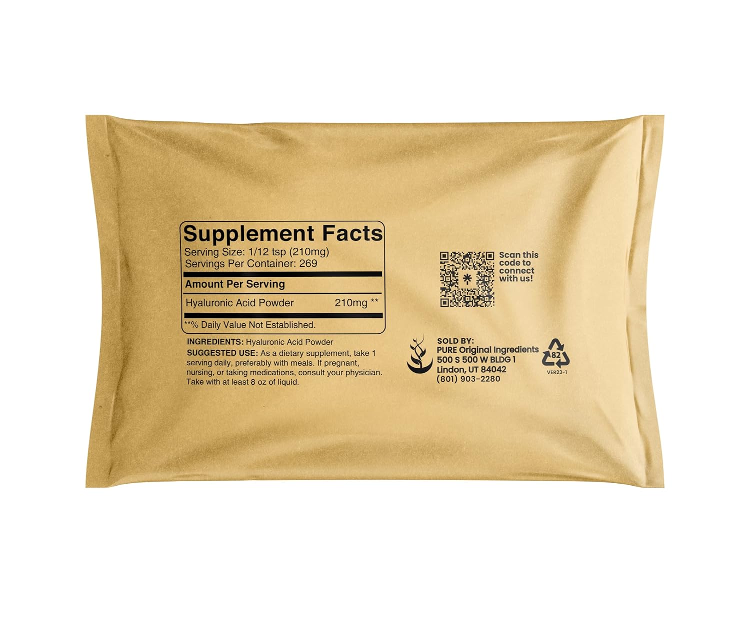 2oz Hyaluronic Acid Fine Powder - Pure Original Ingredients, Water Soluble