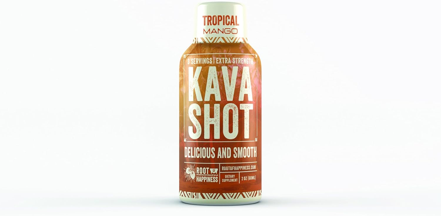 2oz Tropical Mango Kava Wellness Shot - Relaxing Non-Alcoholic Dietary Supplement