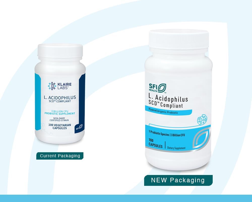 3 Billion CFU L. Acidophilus Probiotic Capsules - Pure SCD Compliant Formula for Men & Women, Non-Dairy & Hypoallergenic (100 Caps)