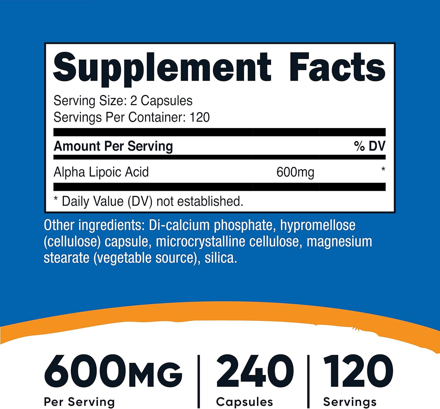 3 Bottles of Nutricost Alpha Lipoic Acid 600mg - 240 Vegetarian Capsules, Non-GMO, Gluten Free & Soy Free - 120 Servings