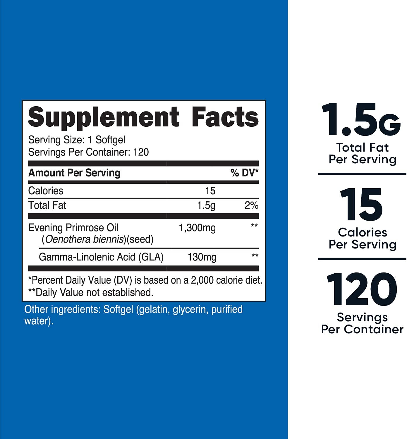 3 Bottles of Nutricost Evening Primrose Oil 1,300mg Softgels - Non-GMO, Gluten Free, 120 Servings