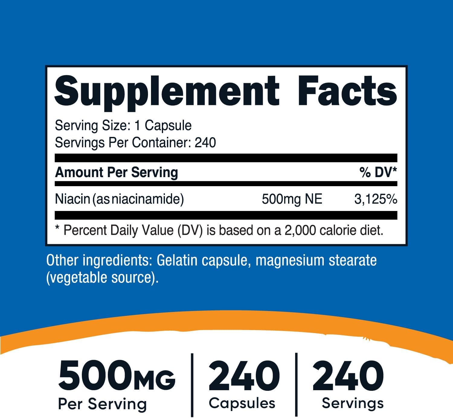 3 Bottles of Nutricost Niacinamide (Vitamin B3) 500mg, 240 Capsules - Total 720 Capsules