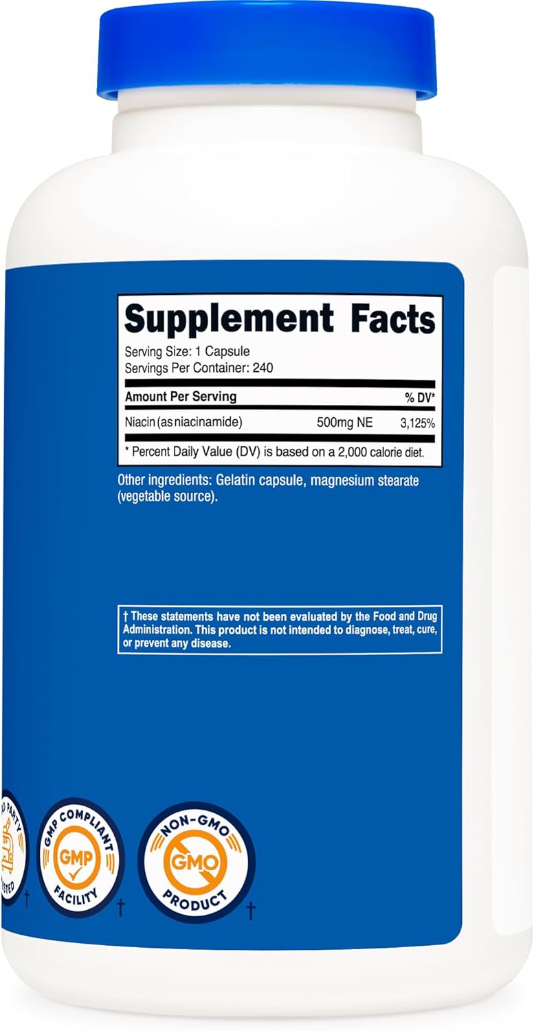 3 Bottles of Nutricost Niacinamide (Vitamin B3) 500mg, 240 Capsules - Total 720 Capsules