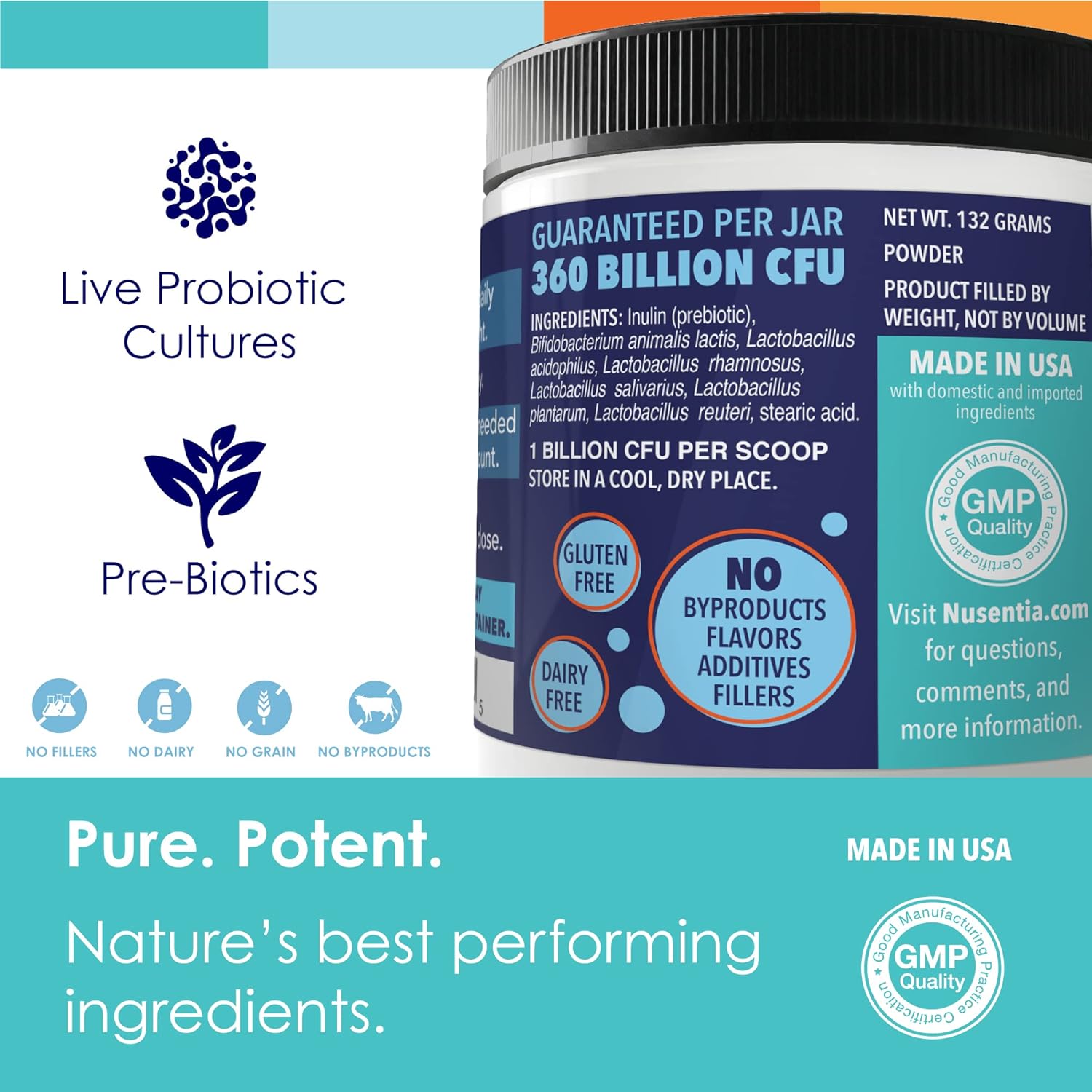 3 Bundle NUSENTIA Probiotic Miracle for Dogs and Cats - Save $13 - Made in USA - GMP Certified - Relieve Diarrhea, Constipation, Yeast, and More