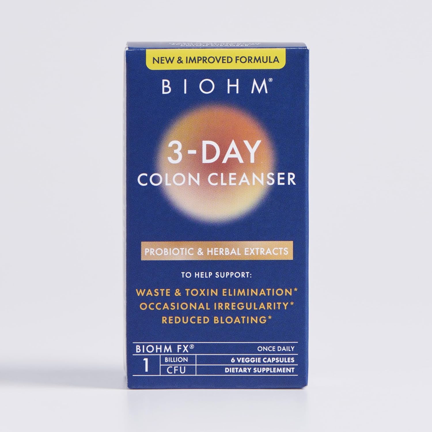 3-Day BIOHM Colon Cleanse Detox with Probiotics - Supports Constipation and Bloating Relief - Gut Cleanse for Men and Women - 6 Capsules
