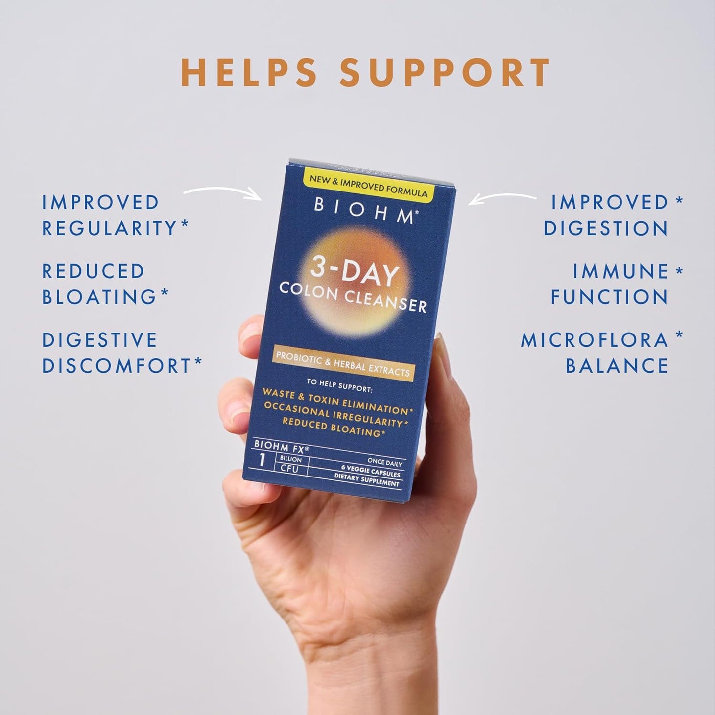 3-Day BIOHM Colon Cleanse Detox with Probiotics - Supports Constipation and Bloating Relief - Gut Cleanse for Men and Women - 6 Capsules