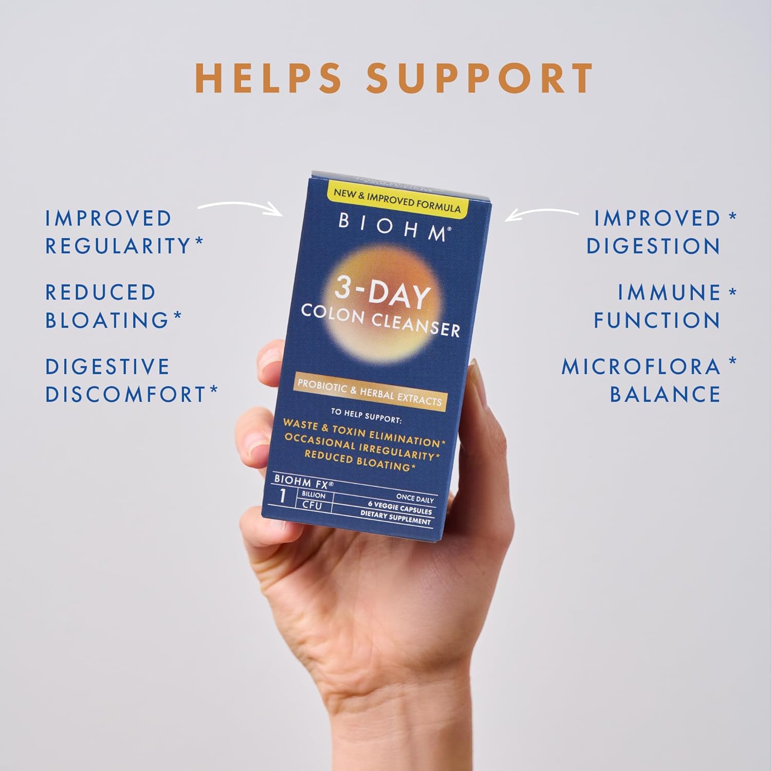 3-Day BIOHM Colon Cleanse Detox with Probiotics - Supports Constipation and Bloating Relief - Gut Cleanse for Men and Women - 6 Capsules