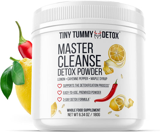 3-Day Plant-Based Lemonade Diet Cleanse Powder with Cayenne, Maple Syrup - Tiny Tummy Tea Master Cleanse Supplement