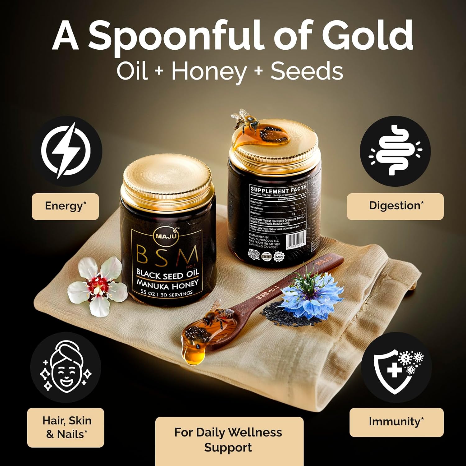 3-in-1 Black Seed Oil, Manuka & Mineral Replenish Bundle by Maju Superfoods