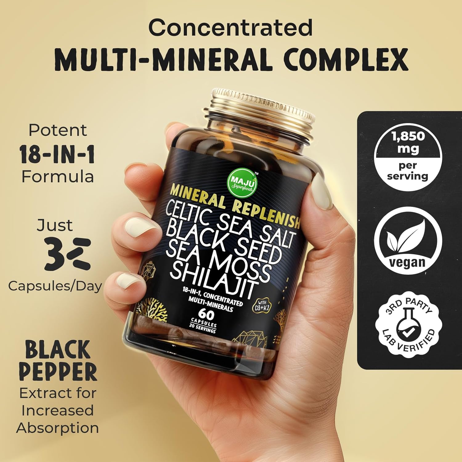3-in-1 Black Seed Oil, Manuka & Mineral Replenish Bundle by Maju Superfoods