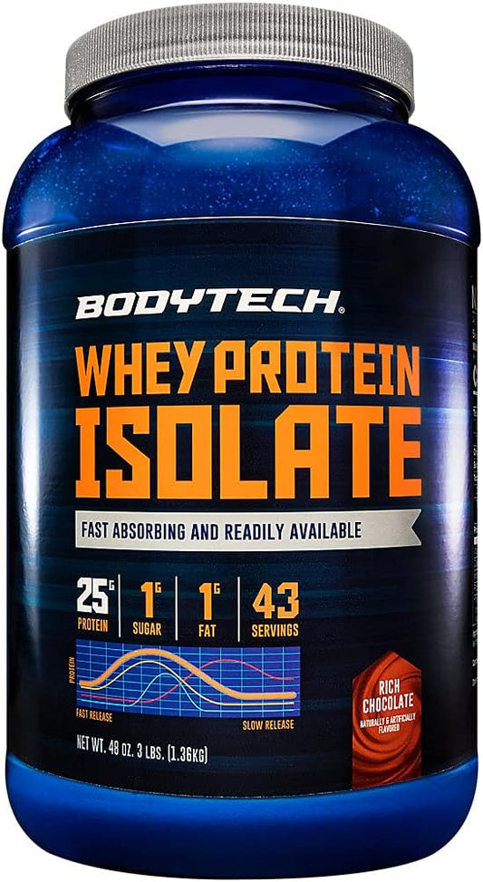3 lb BodyTech Whejson Isolate Powder - Rich Chocolate Flavor - Premium Supplement for Muscle Growth & Recovery - Low Carb, High Protein Formula - 43 Servings - BoostGo Australia