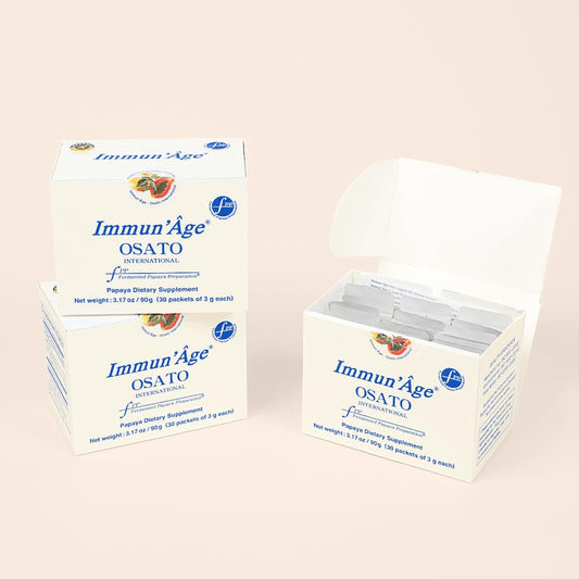 3-Month Supply of IMMUN'ÂGE Anti-Aging & Immune Support Supplement - Japanese Fermented Papaya Powder - 90 Packets - Cellular Energy Booster