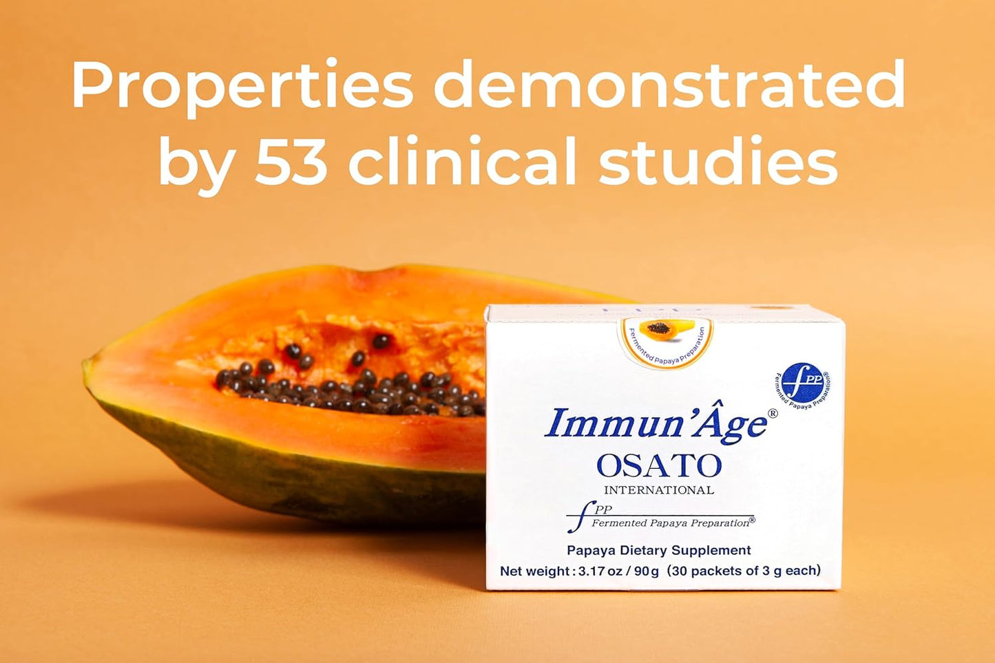 3-Month Supply of IMMUN'ÂGE Anti-Aging & Immune Support Supplement - Japanese Fermented Papaya Powder - 90 Packets - Cellular Energy Booster