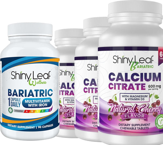 3-Month Supply of Shiny Leaf Bariatric Multivitamins with Iron and Cherry Calcium Citrate Chewables