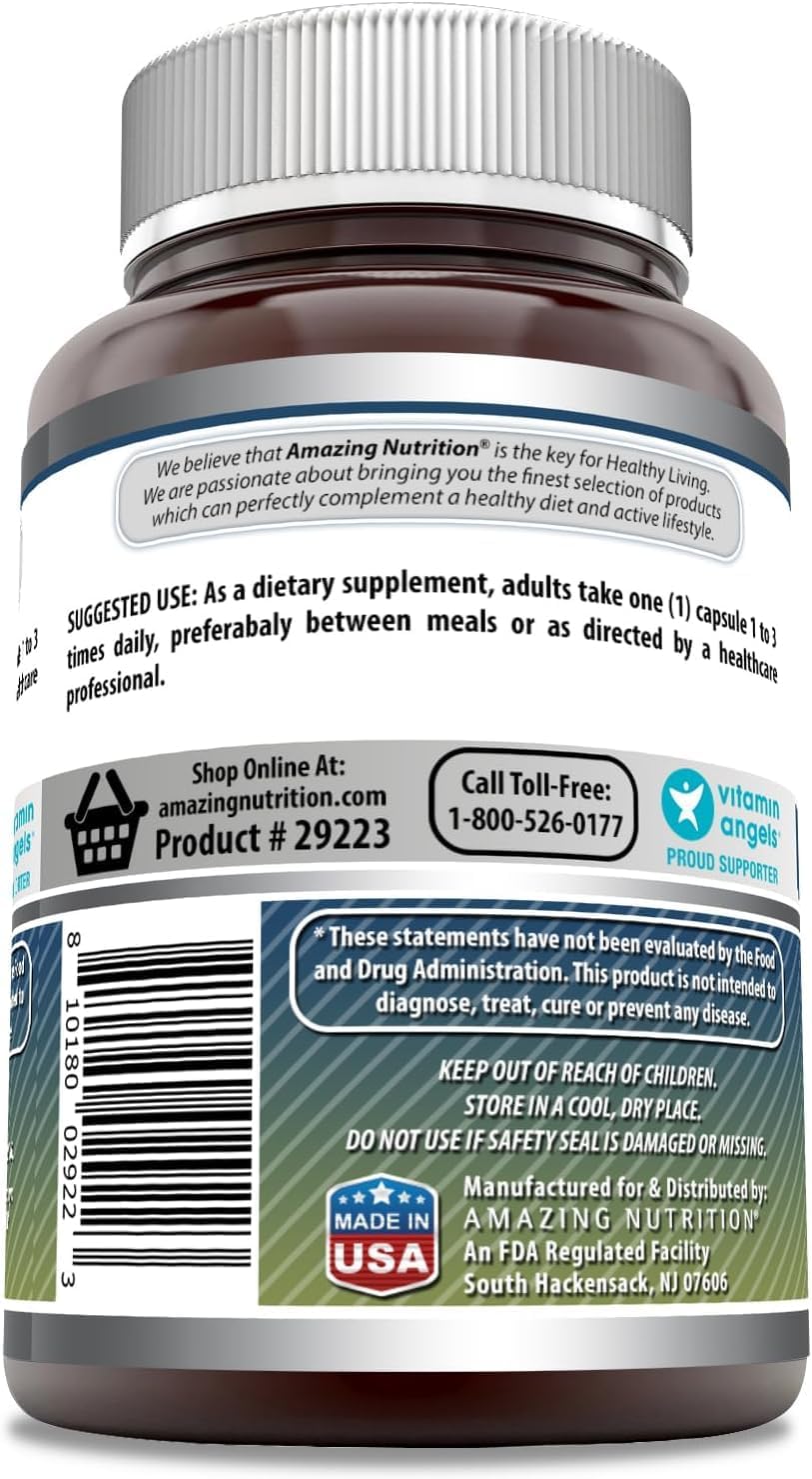 3 Pack Amazing Nutrition Amazing Formulas L-Glutamine 500 mg Capsules - Amino Acid Supplement - Non-GMO - Gluten Free - Made in USA - 360 Count