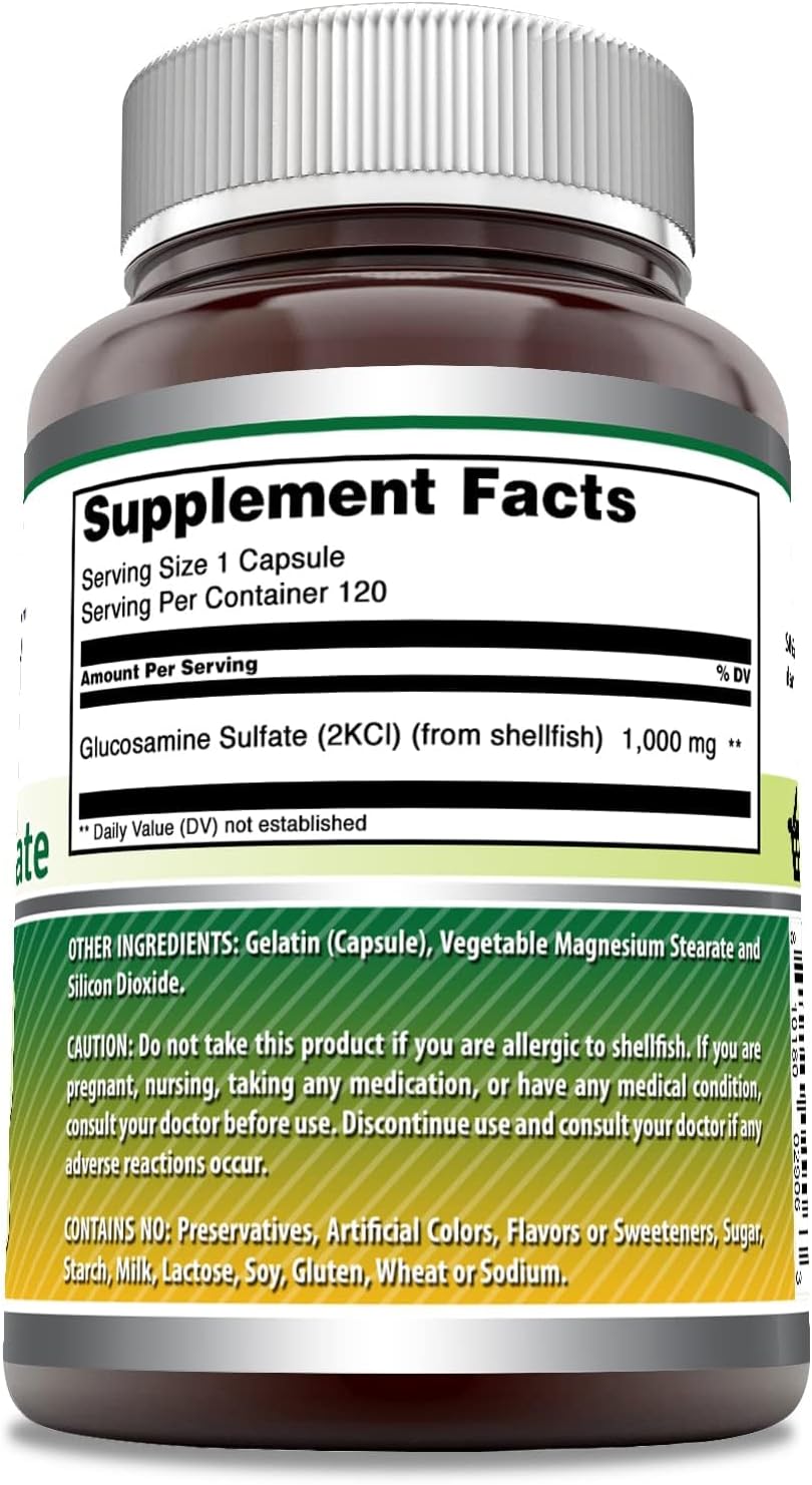 3 Pack Amazing Nutrition Glucosamine Sulfate 1000mg Capsules Supplement | Non-GMO, Gluten Free | Made in USA - 360 Count