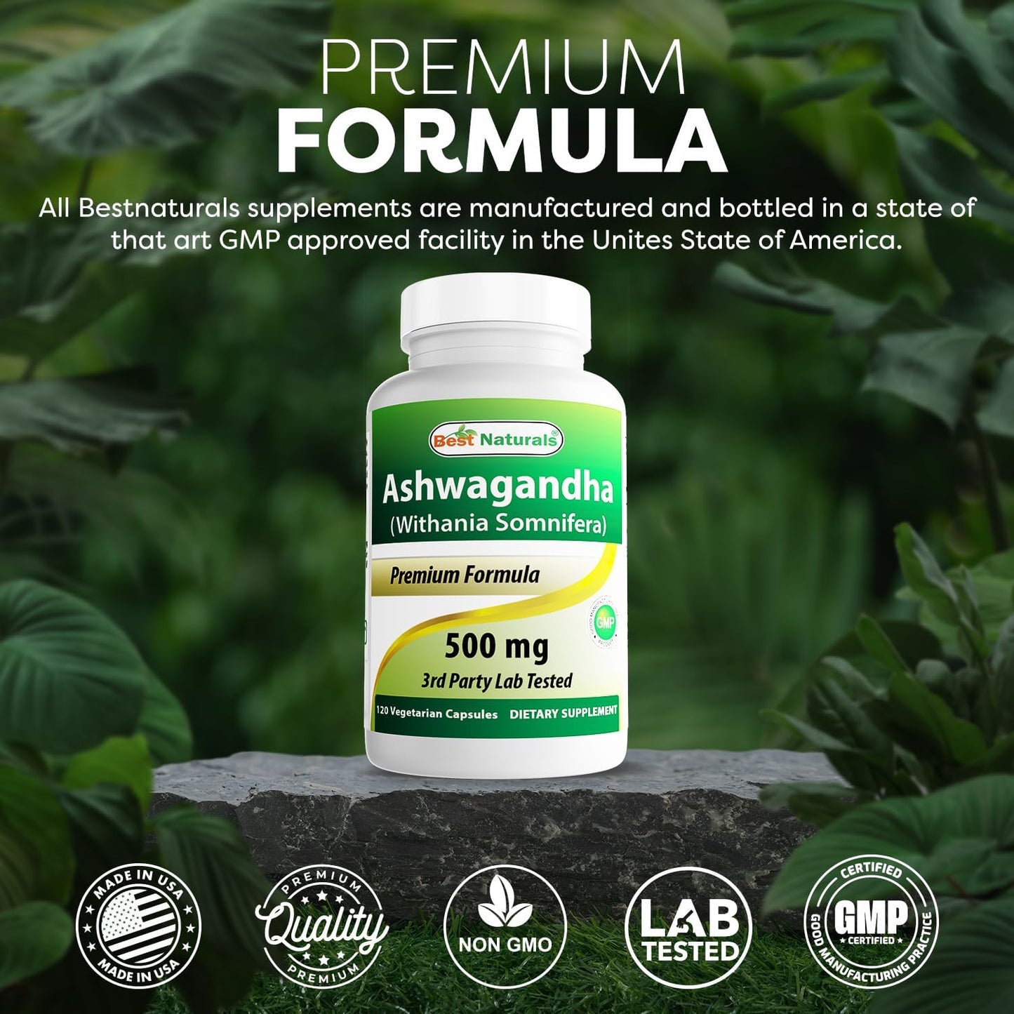 3 Pack Best Naturals Ashwagandha Capsules - 500mg, 120 Count per Bottle - Stress & Mood Support - Total 360 Capsules